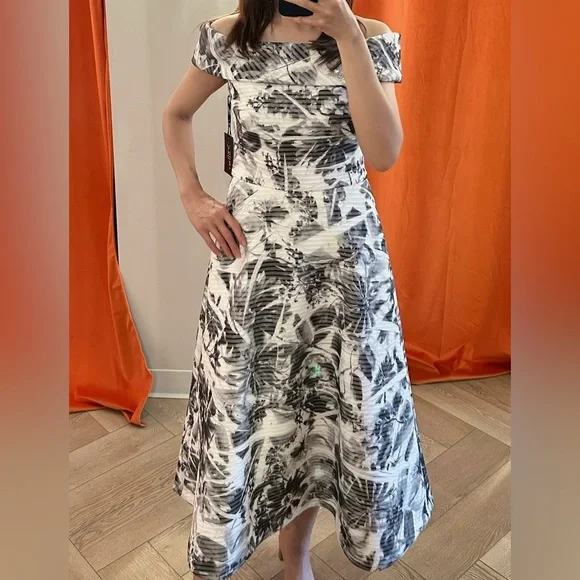 theia off shoulder dress THEIA